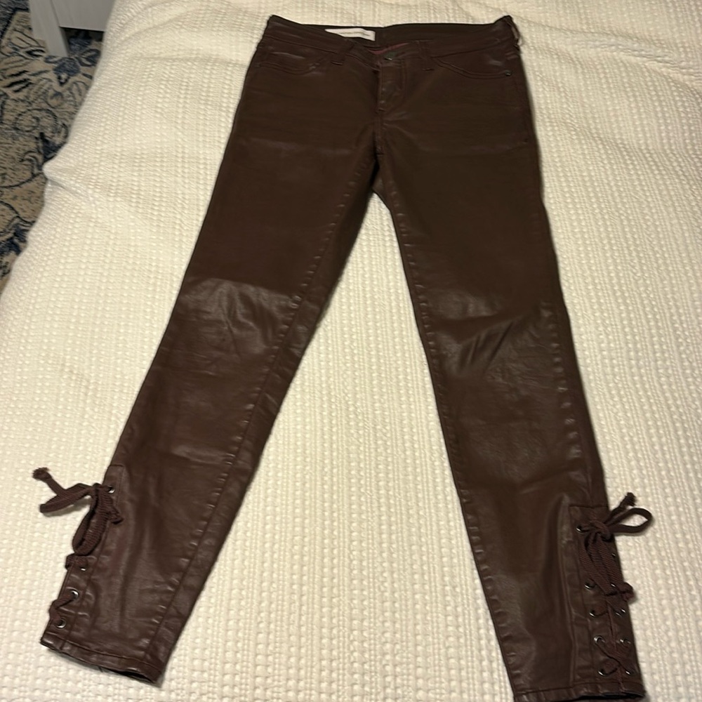 Pilcro and the Letterpress Anthropologie Faux Leather Skinny Jeans | Size: 26